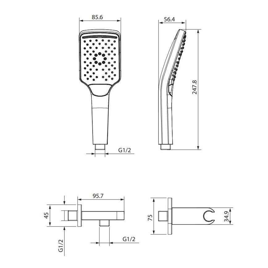 Cersanit S951-513 - Ensemble de douche LARGA noir