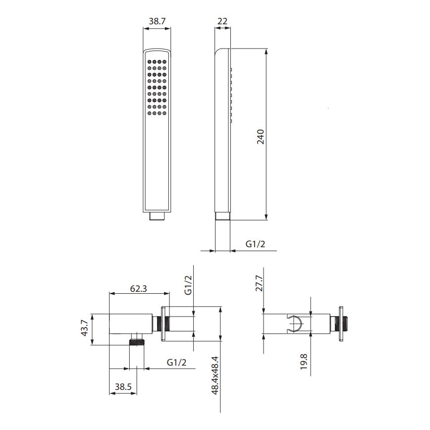 Cersanit S951-522 - Set da doccia MILLE cromo lucido