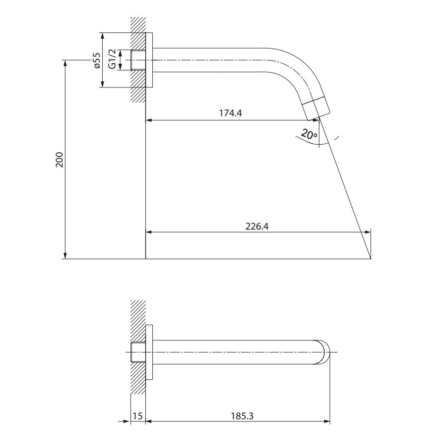 Cersanit S951-554 - Bec pour installation encastrée ZEN noir