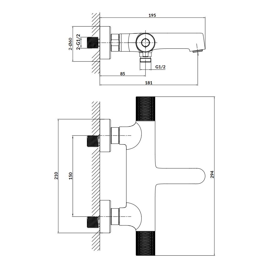 Cersanit S951-563 - Thermostatische Badewannenarmatur ZEN Hochglanzchrom