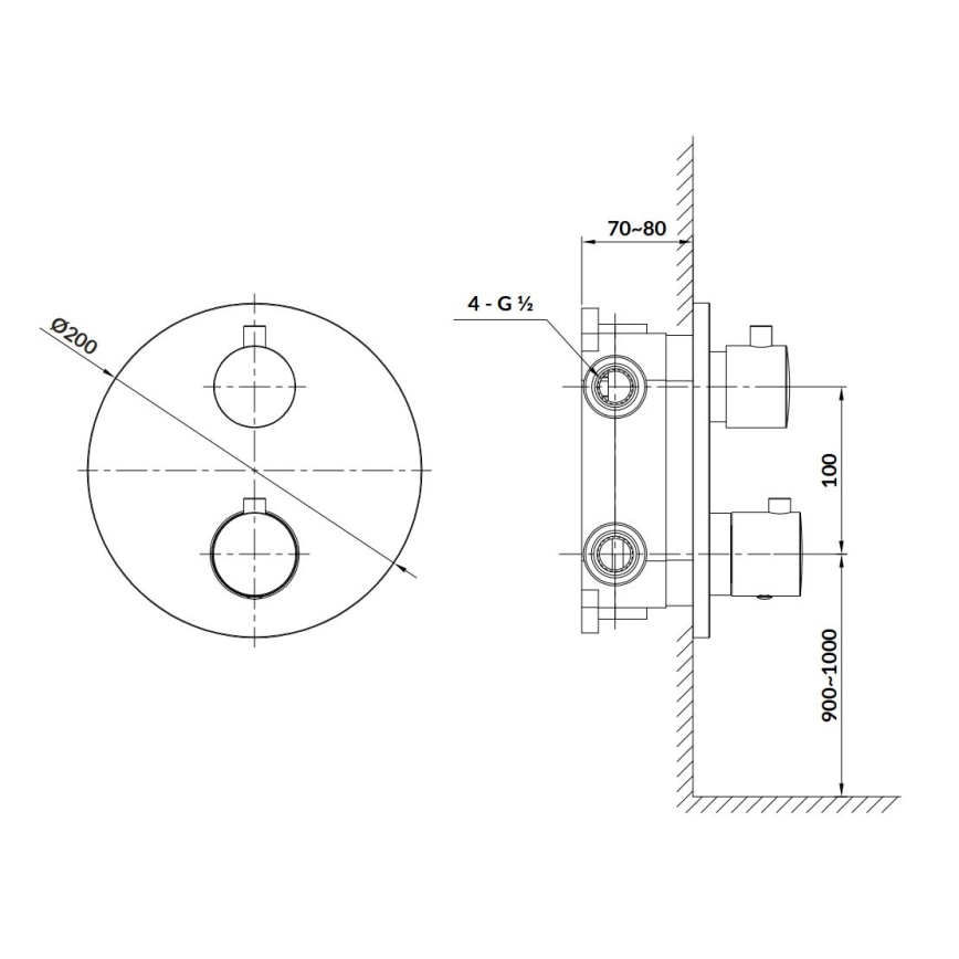 Cersanit S951-564 - Rubinetto termostatico per doccia da incasso ZEN cromo lucido
