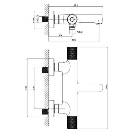 Cersanit S951-566 - Miscelatore termostatico per vasca ZEN nero
