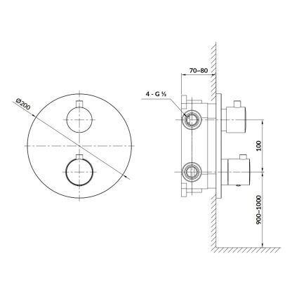 Cersanit S951-567 - Rubinetto termostatico per doccia da incasso ZEN nero