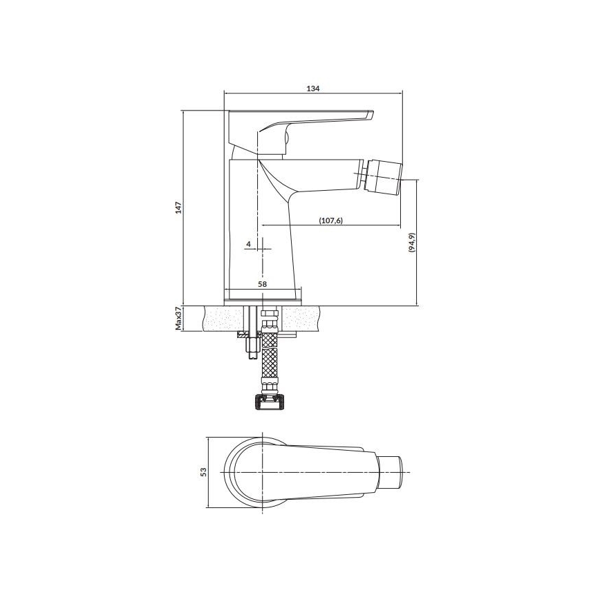 Cersanit S951-570 - Robinet de bidet MODUO noir