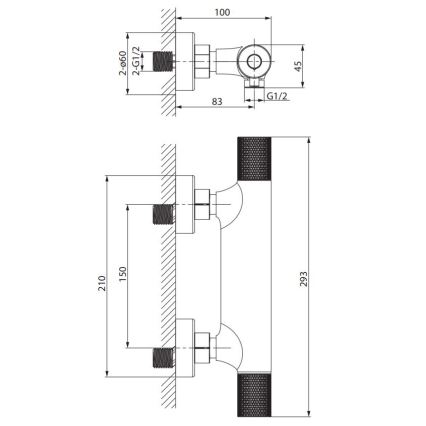 Cersanit S951-583 - Thermostatische Duscharmatur ZEN schwarz