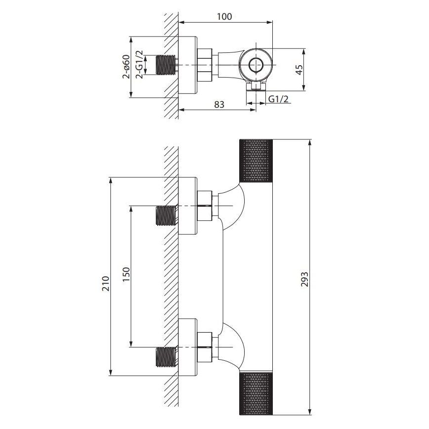 Cersanit S951-583 - Thermostatische Duscharmatur ZEN schwarz