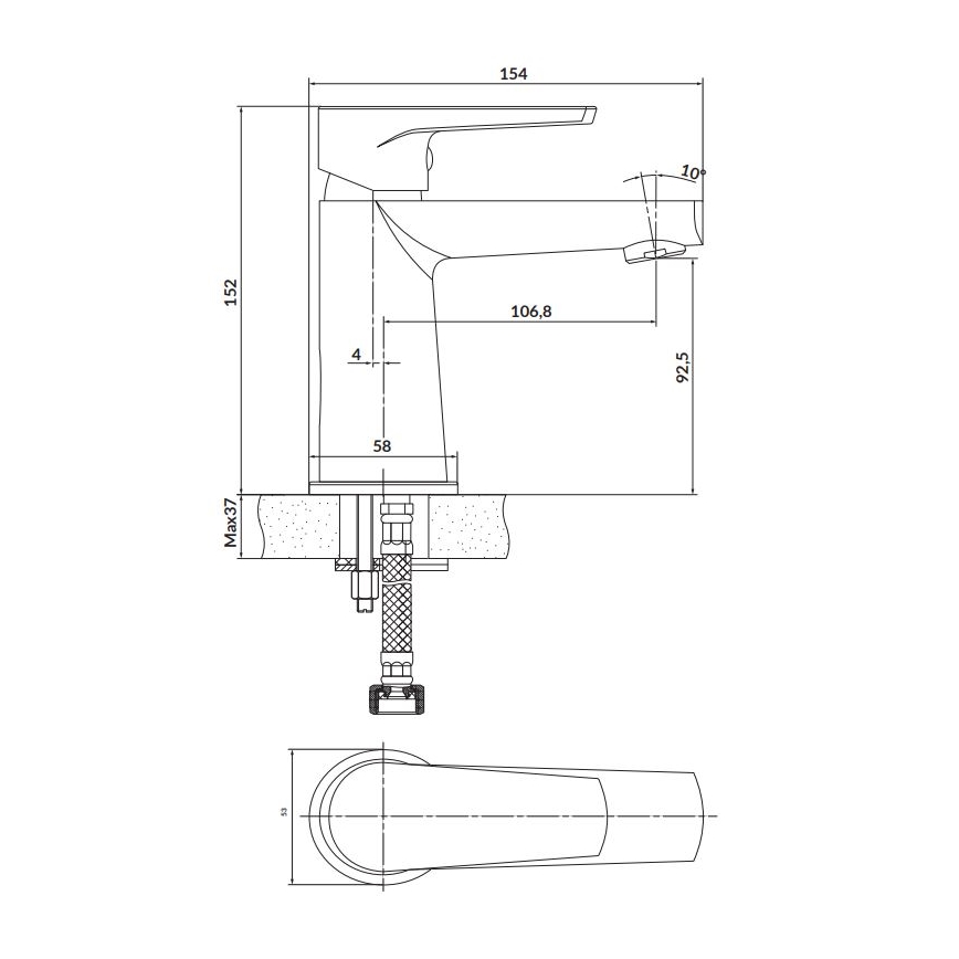 Cersanit S951-584 - Robinet de lavabo MODUO 15,2 cm noir