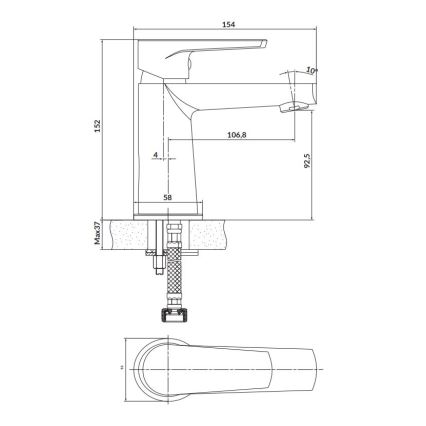 Cersanit S951-584 - Waschbeckenarmatur MODUO 15,2 cm schwarz