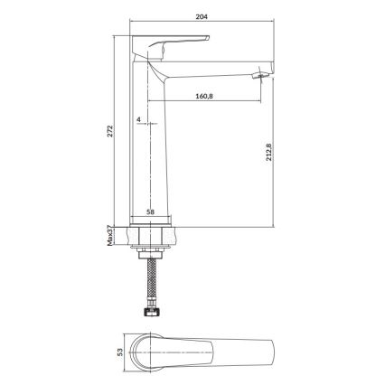 Cersanit S951-585 - Robinet de lavabo MODUO 27,2 cm noir