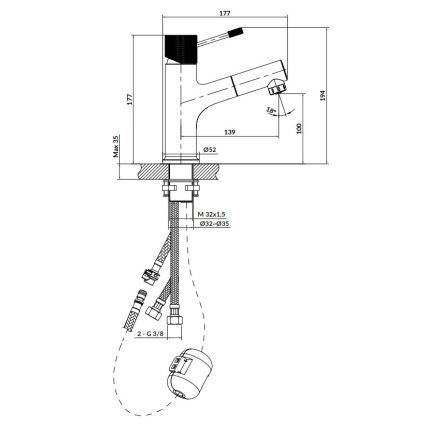 Cersanit S951-594 - Rubinetto del lavandino ZEN 19,4 cm cromo lucido