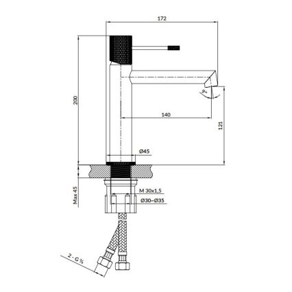 Cersanit S951-595 - Robinet de lavabo ZEN 20 cm noir