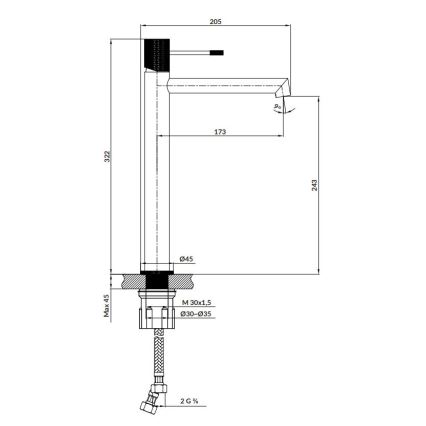 Cersanit S951-596 - Robinet de lavabo ZEN 32,2 cm noir