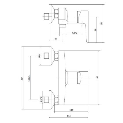Cersanit S952-004 - Set doccia con miscelatore + miscelatore lavabo MILLE cromo lucido