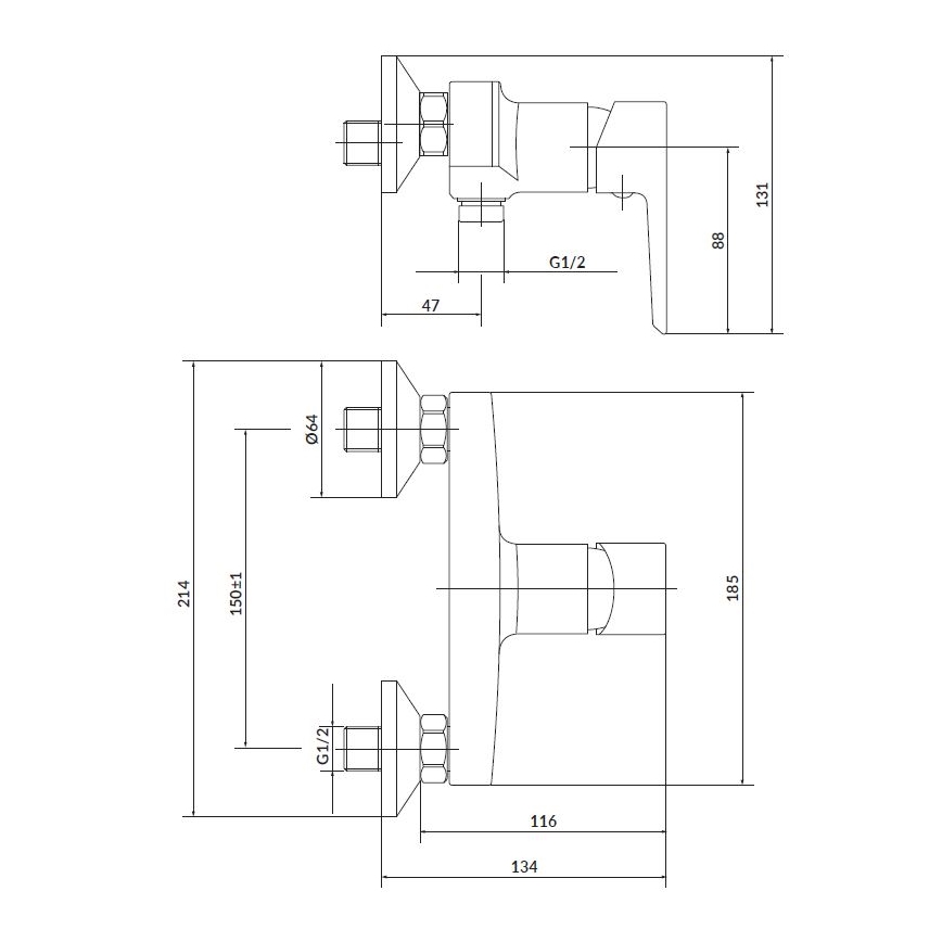 Cersanit S952-004 - Set doccia con miscelatore + miscelatore lavabo MILLE cromo lucido