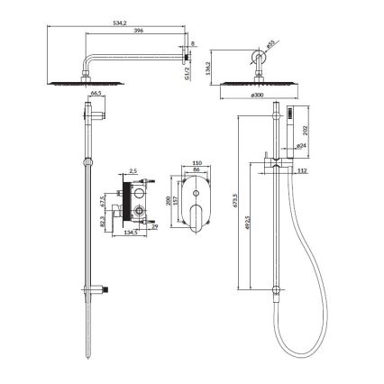 Cersanit S952-008 - Duschset mit Unterputzarmatur CREA glänzender Chrom
