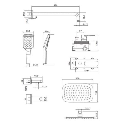 Cersanit S952-029 - Duschset mit Unterputzarmatur LARGA glänzender Chrom