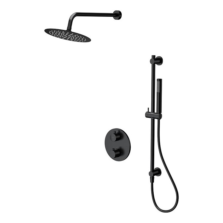 Cersanit S952-033 - Set da doccia con rubinetto termostatico da incasso ZEN nero