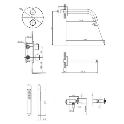 Cersanit S952-034 - Set vasca con miscelatore termostatico incasso ZEN cromo lucido