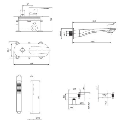 Cersanit S952-037 - Set vasca con miscelatore incasso MILLE cromo lucido