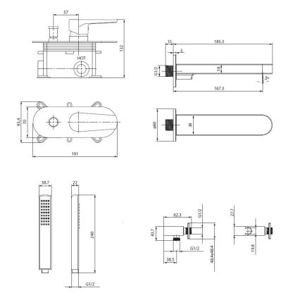 Cersanit S952-040 - Ensemble baignoire avec robinet encastré MODUO chrome brillant
