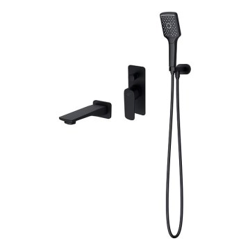 Cersanit S952-044 - Badewannengarnitur mit Unterputz-Armatur LARGA schwarz