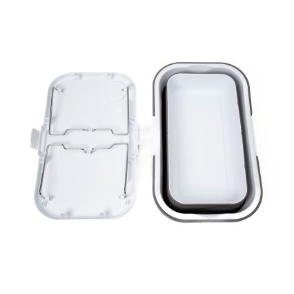 Cestino da campeggio pieghevole per picnic con coperchio 2in1 bianco/grigio