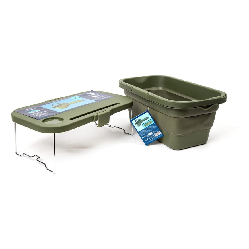 Cestino da campeggio pieghevole per picnic con coperchio 2in1 verde