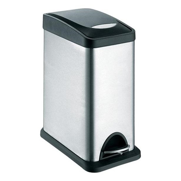 Cestino per rifiuti 8 l nero/acciaio inox