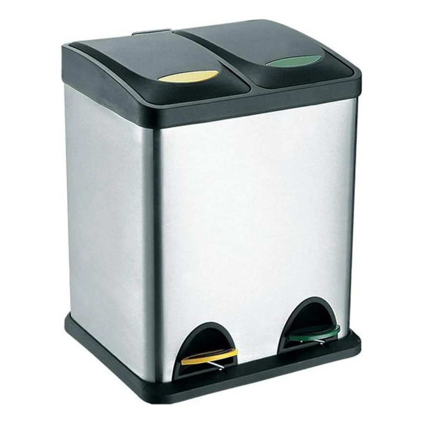 Cestino per rifiuti differenziati 16 l nero/acciaio inox