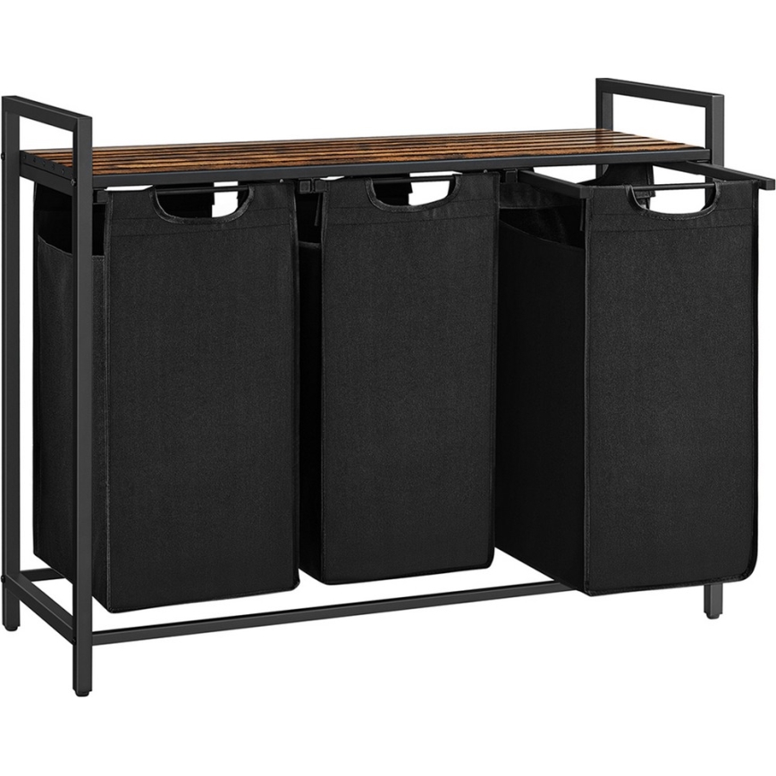 Cesto per biancheria REX marrone/nero