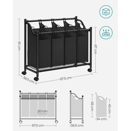 Cesto porta biancheria LINA nero