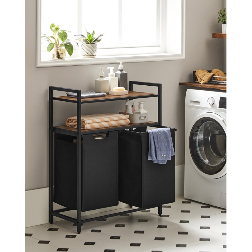 Cesto porta biancheria REX marrone/nero