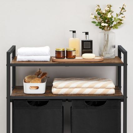 Cesto porta biancheria REX marrone/nero