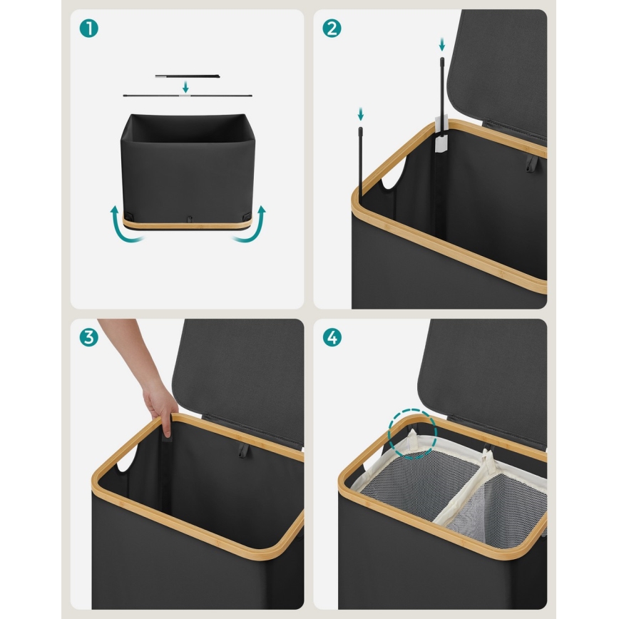 Cesto porta biancheria TATE nero