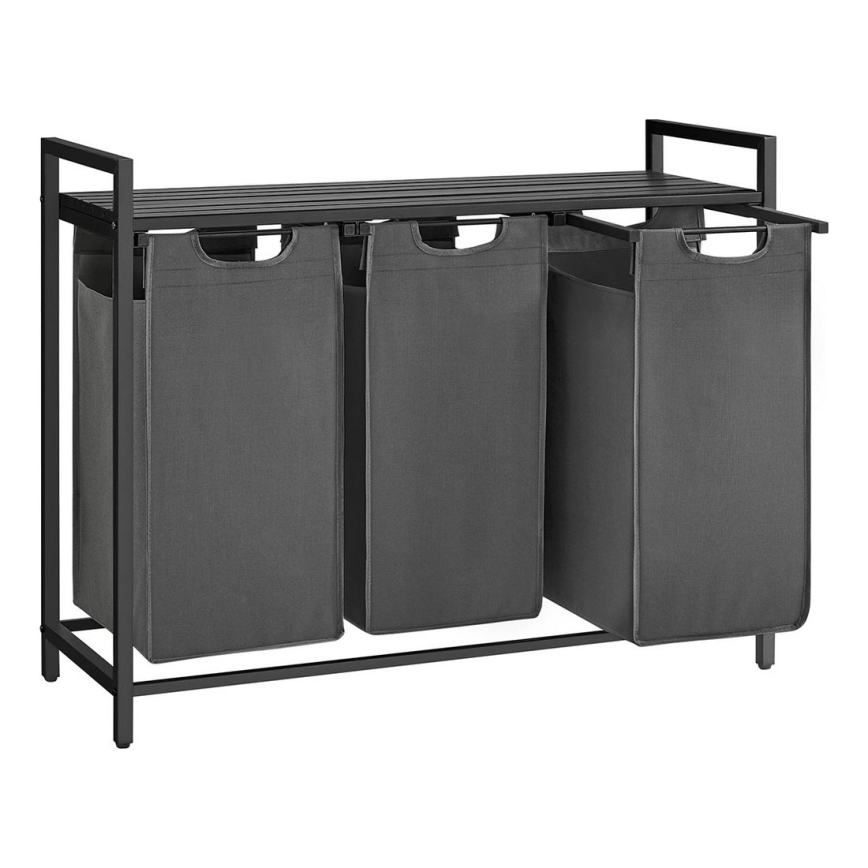 Cesto portabiancheria REX nero/grigio