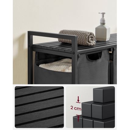 Cesto portabiancheria REX nero/grigio