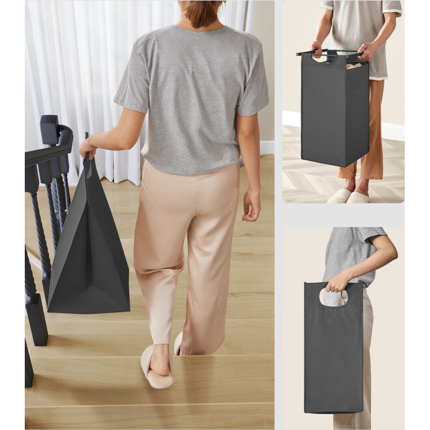 Cesto portabiancheria REX nero/grigio