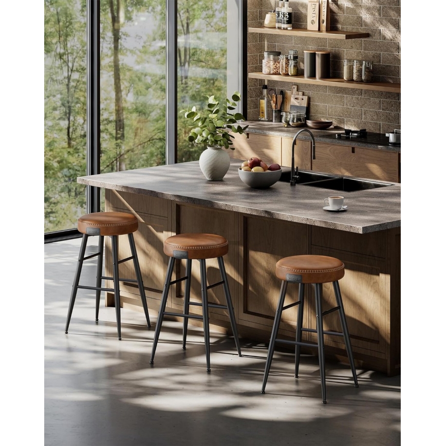 Chaise de bar LIOR, lot de 2, marron/noir