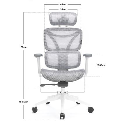 Chaise de bureau ergonomique LEVANO gris/blanc/noir