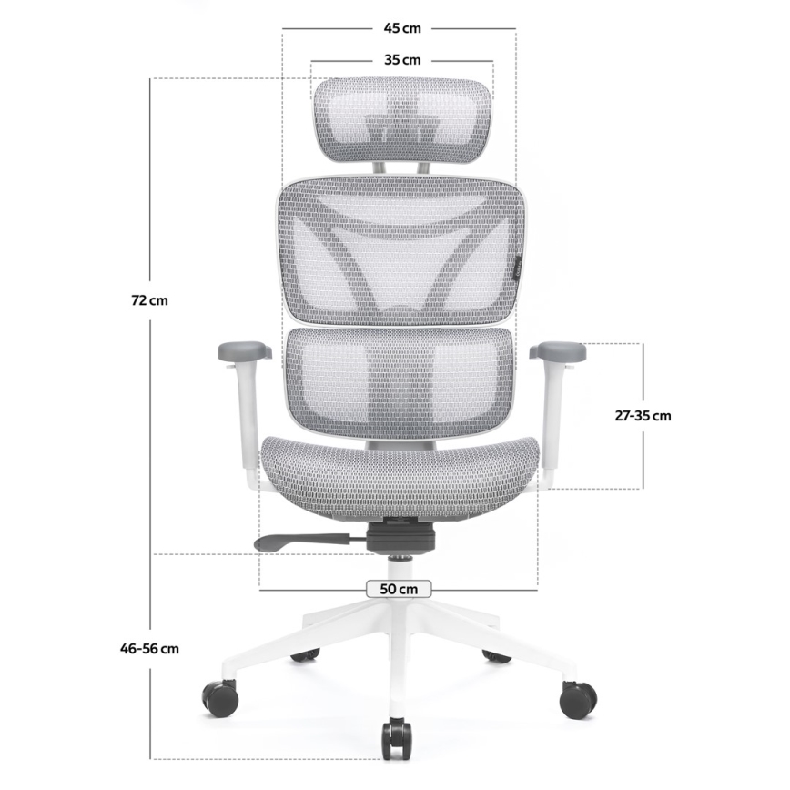 Chaise de bureau ergonomique LEVANO gris/blanc/noir
