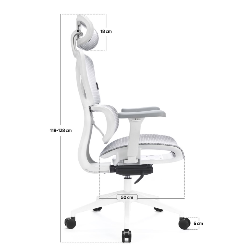 Chaise de bureau ergonomique LEVANO gris/blanc/noir