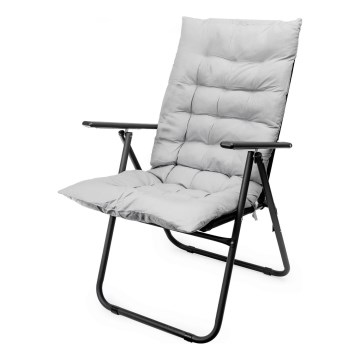 Chaise de camping pliable avec matelas noir/gris