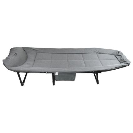 Chaise longue de camping pliante et réglable, grise