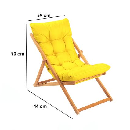 Chaise longue jaune/hêtre