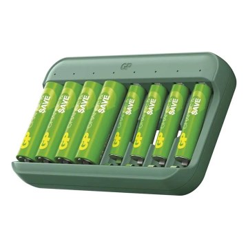 Chargeur de piles GP Charge & save 4×AA/AAA 1300 mAh/650 mAh 5V
