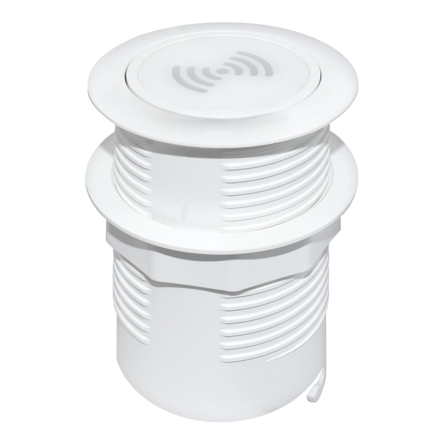 Chargeur sans fil intégré + USB A+C blanc