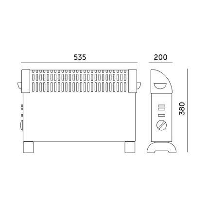 Chauffage électrique direct/convecteur SONDO 750/1250/2000W/230V noir
