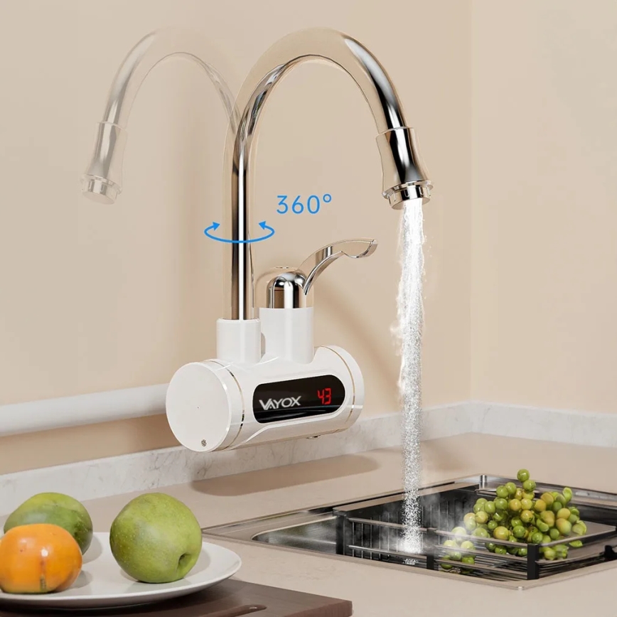Chauffe-eau instantané avec écran Chauffe-eau instantané avec écran LED 3000W/230V IPX4 blanc3000W/230V IPX4 blanc