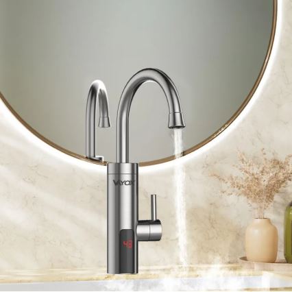 Chauffe-eau instantané avec écran LED 3000W/230V IPX4 acier inoxydable