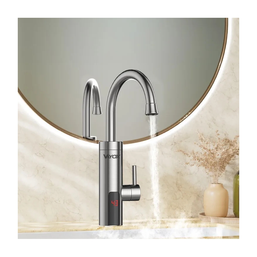 Chauffe-eau instantané avec écran LED 3000W/230V IPX4 acier inoxydable